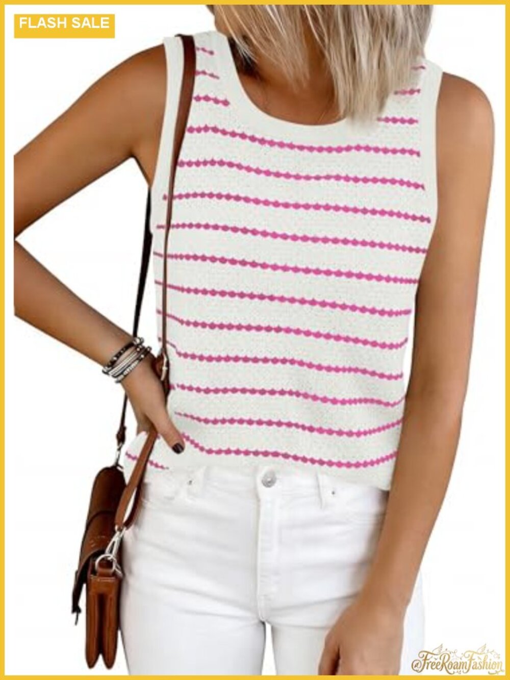 Crochet Knit Sleeveless Tank Top Women Summer Lightweight Cotton